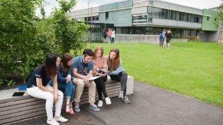 Gemeinsames Lernen auf einem grünen Campus